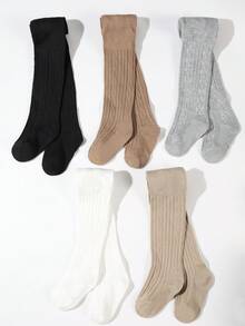 5双装婴儿秋冬柔软舒适保暖休闲短袜，弹性袖口设计，适合日常穿着 - 彩色 - 查看 2