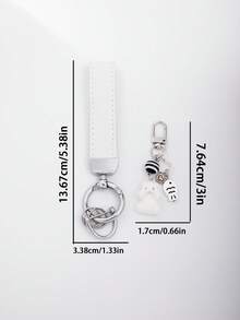 2pcs Plaid Car Key Chain + White Bear Pendant, Fashionable Minimalist Bag Charm, Small Gift For Family And Friends Christmas