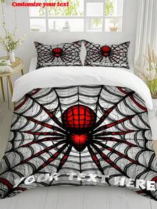 Halloween Spider Web Duvet Cover Set, 3-Piece Comforter Cover Set, Gradient Spider Print Bedding Set, Soft & Comfortable Duvet Cover Set, Suitable For Bedroom, Guest Room, Polyester Material, Duvet Cover Set (1 * Duvet Cover + 2 * Pillow Shams, No Filling), Suitable For Bedroom Decor, Home Decor, Holiday Decor, Holiday Gifts, Halloween, Holidays - Multicolor - View 13