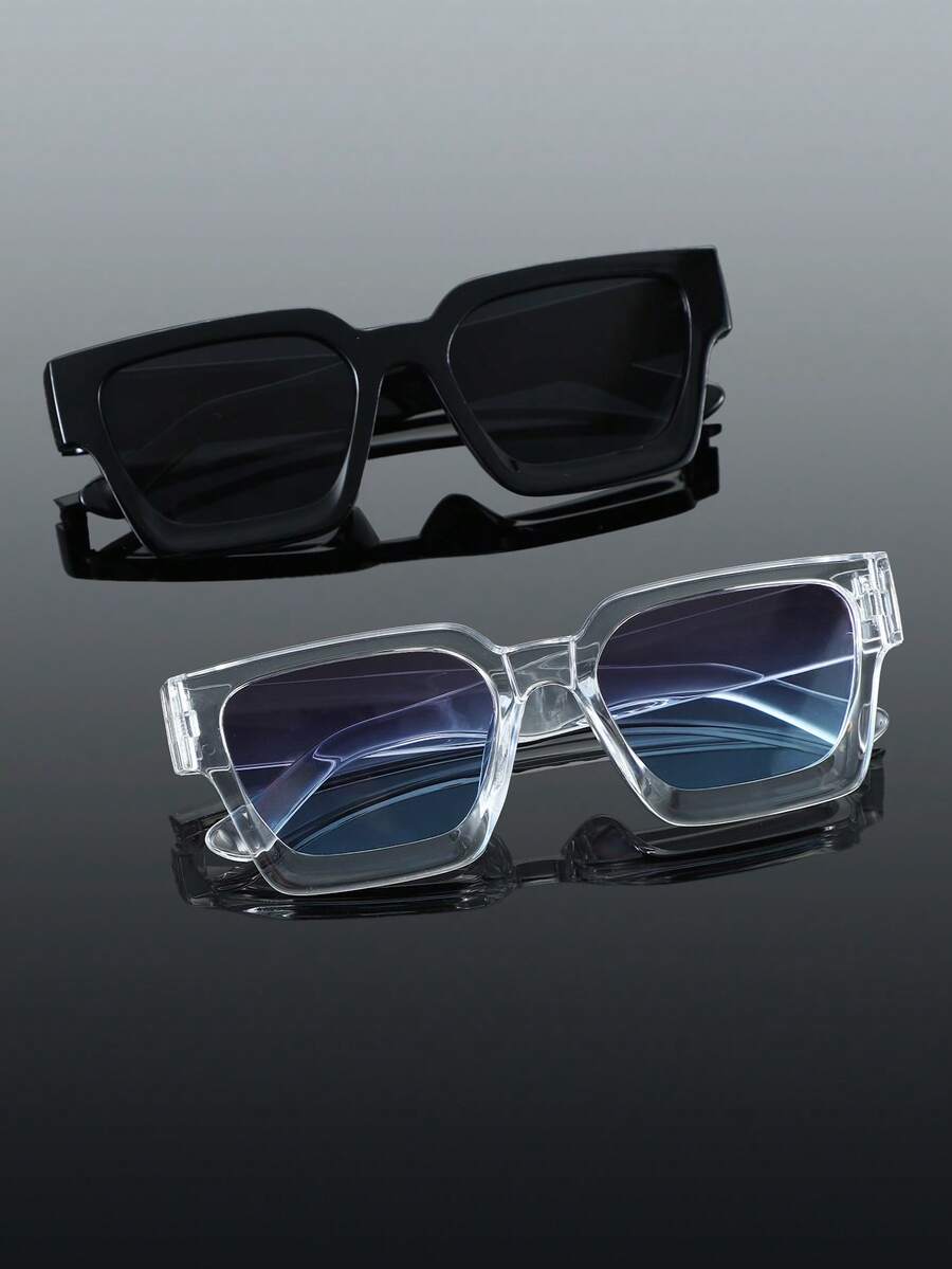2pcs Unisex Fashion Plastic Sunglasses, Solid Color Design, Casual Style, Suitable For Driving, Travel, Hiking, Daily Use, Party, Beach, Street Photography, Outfit Matching, Great Gift, Fits All Face Shapes