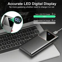 Ordtop Pin dự phòng 10000 MAh, Pin dự phòng USB-C Đầu vào & Đầu ra Nhỏ nhưng Mạnh mẽ Có Cáp, Chức năng Sạc nhanh Pin ngoài (3.0A) Tương thích với Pin điện thoại di động ngoài trời Thích hợp cho Kỳ nghỉ hè Du lịch/Cắm trại ngoài trời và Nguồn điện dự phòng khẩn cấp Quà tặng cho Gia đình, Bạn bè, Sinh nhật Bộ sạc di động Hiển thị nguồn ngoài trời - màu đen - Xem 5