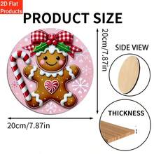 2D Flat, 2D Decorative Plaques And Ornaments, 1pc Round Wooden Sign, Featuring Pink And Red Gingerbread Christmas Wreath, For Indoor And Outdoor Decoration Of Home, Bar Or Cafe, Ideal Holiday Gift For Christmas, Holiday Decor, Holiday Ornaments, Classic Design, Round Ornament, Handmade Sign, Wooden Decor, Decorative Wreath, Wall Hanging Decor, Bar Decor, Gift Buyers, 2D Flat Home Decor Christmas Decorations Room Decor