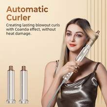 UKLISS 8-In-1 Multifunctional Hair Styling Set | Wet & Dry, Straightening & Curling, Negative Ion Care | Automatic Curling Hair Dryer + Straightener/Curler/Hot Air Brush | For Home, Travel & Salon - EU F Type Plug(220-240V) - View 4
