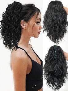 Tóc giả đuôi ngựa dài 14 inch có dây rút, màu nâu nhạt và vàng bạch kim pha trộn, sợi tổng hợp, kiểu xoăn. - Nhiều màu - Xem 22
