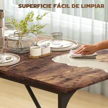 HOMCOM Mesa de Comedor Rectangular para 6-8 Personas, Mesa de Cocina Industrial con Tablero Grueso y Patas de Metal, 180x80x75,5 cm, Marrón Rústico