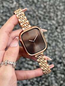 1pc Rose Gold Stainless Steel Thin Watch Band, Compatible With Apple Watch Series 11/10/9/8/7/6/5/4/3/2/1, Size 38mm/40mm/41mm/42mm/44mm/45mm/46mm/49mm, Suitable For Ultra 1/2/3/SE, Replaceable For Original Strap, Best Gift For Girlfriend, Friends And Family On Valentine's Day, Birthday And Mother's Day (Strap Only) - Rose Gold - View 6