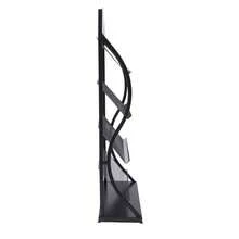 4-Tier Floor Magazine Rack Black - Curved Newspaper Display Stand With Sign Holder - 65cm Arc Design Storage For Publications - Freestanding Literature Organizer With Advertising Panel - Iron Construction Periodical Rack For Reception Areas - Black - View 4
