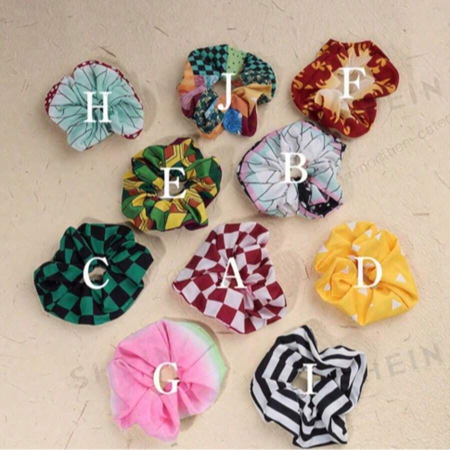 1个女士多色布艺弹力发圈，动漫风格马尾辫发圈 - 可爱大号发圈，完美生日礼物及日常使用，马尾辫发圈，发圈，橡皮筋，发绳，发圈，发绳，头饰，弹力带，美发家居饰品