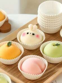 100 Stücke weiße Backförmchen, Backförmchen-Set, fettdichte Cupcake-Förmchen, geeignet für Kuchen, Snacks und Desserts für verschiedene Feste