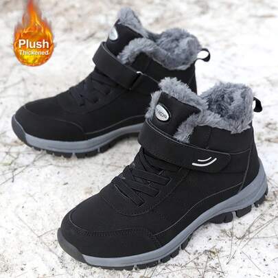 2025 Autumn And Winter Men's Casual Snow Boots Cover Feet New Fleece Warm Outdoor Cotton Shoes Mid-Leg  Sports