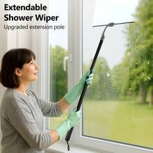 All-Purpose Squeegee Kit – 12" Streak-Free Window Cleaner With Extension Pole For Home, Car & Bathroom Use - Black - View 4