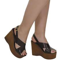 Rosavivi Women's Wedge Sandal High Platform Wooden Heel Cross Straps Comfortable Lightweight Modern - màu đen - Xem 3