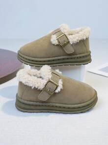 1 Pair Zhino Selected Winter New Girls Thick Sole Anti-Slip Waterproof Thermal Lined Warm Comfortable Snow Boots, Outdoor Casual Low-Top Boots