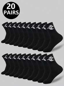 5 Pairs/10 Pairs/20 Pairs/ Men's Casual Socks, Mid Length Socks, White Socks, Winter Socks, Black Socks, Sports, Fall Socks