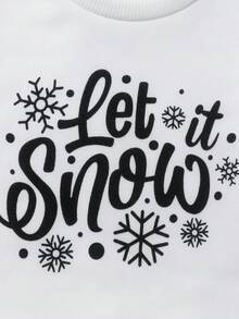 Mommy And Me Matching Christmas Sweatshirts Family Matching Xmas Outfits Long Sleeve Crewneck Let It Snow/Merry Christmas/Merry Bright Letter Print Sweatshirts Pullover Tops Winter Fall Clothes - 白色 - 查看 10