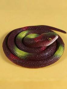 1pc Realistic Soft Rubber Snake Prop, Vivid Patterned Python Design, Scary Animal Snake Toy, Flexible & Washable, Halloween Party Gag Gift, Christmas Present