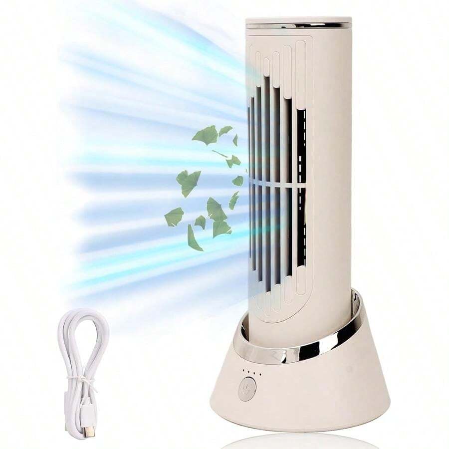 Ventilador de Escritorio de Torre, Ventilador de Mesa Eléctrico Portátil Silencioso de 3 Velocidades para Dormitorio, Cocina, Oficina, - Albaricoque - Ver 1