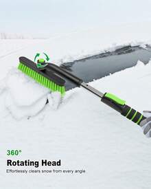 Scraper With Snow Brush Car Windshield, Upgraded Extendable Snow Brush With Foam Grip Truck SUV Vehicle - Màu xanh lam - Xem 5