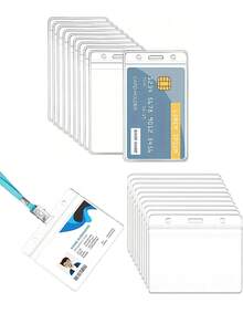 1 pezzo/3 pezzi/5 pezzi/10 pezzi Portacarte trasparente impermeabile extra spesso, orizzontale e verticale, in plastica trasparente, portacarte PVC impermeabile e sigillabile, protezione per carte d'identità, carte di credito, badge, leggero e portatile, per lavoratori d'ufficio, vacanze, anniversario, compleanno, regalo