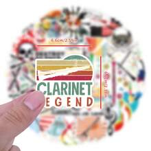 50 件单簧管贴纸，用于装饰文具、杯子、手提箱、滑板、吉他、DIY 剪贴簿材料 - 彩色 - 查看 3