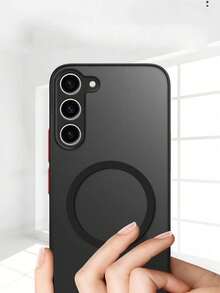 1pc Wireless Charging Matte Acrylic PC Phone Case Compatible With Samsung & IPhone Smartphones - Black - View 5