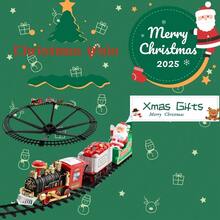 Zestaw świątecznych pociągów elektrycznych ze światłem i dźwiękiem, wisząca ozdoba choinkowa, tor w kształcie koła, pomysł na prezent dla dzieci