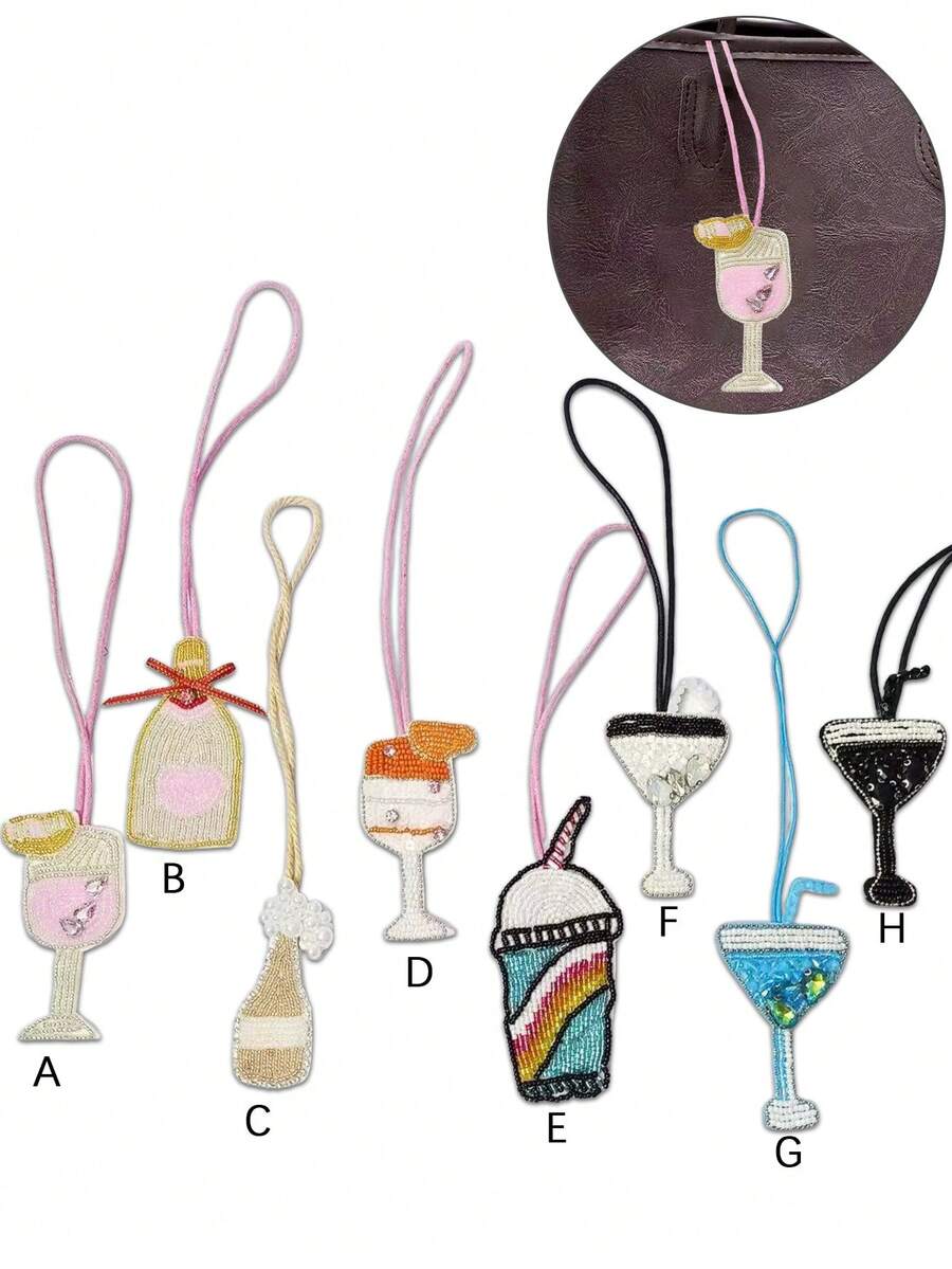 手工串珠包饰眼形包包吊坠手工串珠包包配件 Y2K - 彩色 - 查看 1