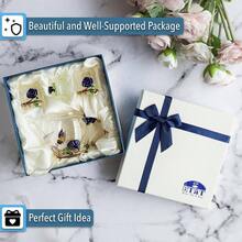 BTaT - Floral Glass Set Adults, Service 2, Fancy Glass Pot8 Oz Cups2 Oz Blue Flower Design With Box, Pot Sets Women