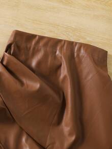 2件套大龄女童长袖立领上衣+PU皮革迷你裙，秋冬 - 彩色 - 查看 7