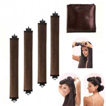 Zestaw 3/4/5 wałków do włosów, satynowe wałki do kręcenia bez użycia ciepła - wałki do włosów, opaski na głowę i wałki termiczne, do spania, wypełnienie z gumy o wysokiej wytrzymałości, miękkie, narzędzia do stylizacji włosów