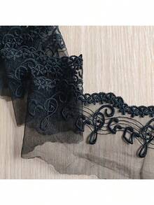 1 码黑白音符图案蕾丝面料边缘带刺绣饰边，适合 DIY 缝纫工艺品和服装制作 - 彩色 - 查看 10