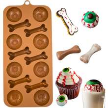 Halloween Silicone Molds - 3D Bone & Eyeball Moulds For Chocolate, DIY Halloween Candy, Gummy & Cake Decoration