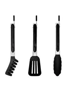 不锈钢和硅胶夹，耐热食物夹，厨房夹，适用于烧烤、意大利面、面包、沙拉、水果