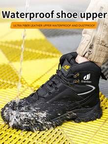 Unisex High-Top Safety Shoes, Lightweight Steel Toe Work Boots, Lightweight Steel Toe Safety Shoes, Men's Work Sneakers, Rotary Button Easy-To-Wear Work Safety Boots, Breathable Sports Shoes, Men's Work Boots, Men's Safety Shoes, Men's Safety Boots, Anti-Crush Steel Toe Work Shoes, Men's Work Boots, Anti-Puncture Safety Sports Shoes, Men's Sports Safety Boots, Waterproof, Suitable For Outdoor And Hiking, Work Shoes, Steel Toe Boots, Men's Shoes, Men's Work Training Shoes - Black - View 7