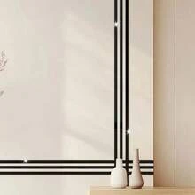 10pcs Self-Adhesive Long Stripe Mirror Wall Stickers, 1.18*13.78 Inches(3*35cm) D Removable, Cut Acrylic Frameless Mirror Decorations For Home Living Room Bedroom DIY Decoration (Silvery/Golden/Black)