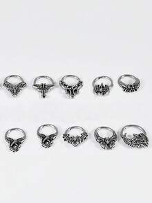 1PC Punk Retro Many Style Nose Stud Bat/Skull/Lizard/Two Dragons Cross Black Oil Drip Hinger Septum Nose Ring Stainless Steel Ear Tragus Cartilage Daith Helix Earring Unisex Gift - Steel - View 4
