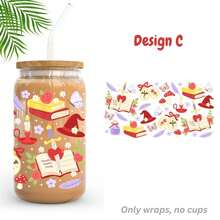 Romantasy Book Lover Fantasy Bookish Booktok UV Dtf Wraps For 16 Oz Glass Can Cup, Magical Fairy Tale Witch Dragon Uv Dtf Cup Wraps For Glass Cup Bottle Tumbler Mug, Dark Academia Reader Waterproof Uvdtf Cup Wraps For Laptop Diy Craft Decorations, Uv Dtf Decals Water Bottle Stickers