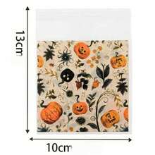 Self-Sealing Halloween Candy Bags - Moisture Proof Treat Pouches For Party Favors, Cookie Packaging & DIY Holiday Gift Wrapping (50-Pack)