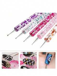 Cepillo de uñas, Set de 1/5/15 piezas de brochas de arte de uñas con brocha delineadora, herramienta de estipulación, brocha para acrílico y gel para diseño de uñas, pulido UV, pintura, detalles de arte de uñas - Mango multicolor con brillo, herramientas de arte de uñas, herramienta de estipulación, set de arte de uñas con puntas de estipulación, bolígrafo de doble cabeza con gema de cristal, piedra de cristal, herramientas de decoración DIY de arte de uñas