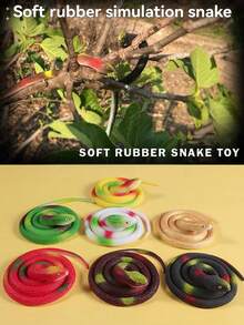 1pc Realistic Soft Rubber Snake Prop, Vivid Patterned Python Design, Scary Animal Snake Toy, Flexible & Washable, Halloween Party Gag Gift, Christmas Present