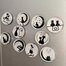 10 pièces/set Ensemble d'aimants de réfrigérateur en forme de couple de chats, convient pour la décoration de vacances, applicable pour Noël, Halloween, Pâques, Thanksgiving - Saint-Valentin - Décoration de maison et de bureau mignonne