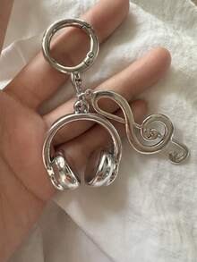 1 szt. Unisex INS Style Brelok do słuchawek muzycznych, kreatywny mini mikrofon z gitarą i nutami, unikatowy łańcuszek do telefonu, brelok do samochodu, festiwal muzyczny, prezent dla miłośnika muzyki, akcesoria do samochodu, brelok do torby, plecak do szkoły, uroczy gotycki Y2k