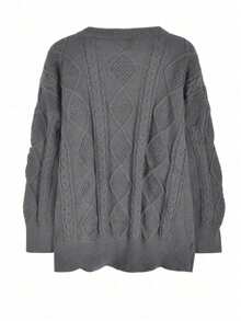 女式复古纯色毛衣，宽松休闲套头衫，秋冬