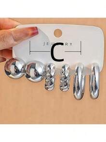 Bộ 2-18 khuyên tai nhựa Acrylic hình chữ C phóng đại mạ bạc UV thời trang Châu Âu & Mỹ mới - CCB - Xem 15