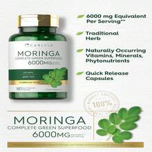 Carlyle Moringa Oleifera | 180 Capsules | Non-GMO And Gluten Free Supplement | Complete Green Superfood | From Moringa Leaf Powder - 白色的 - 查看 4