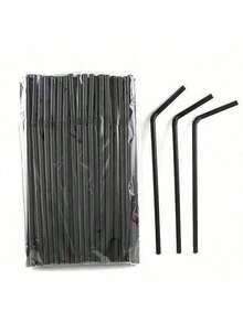 500/400/300/200/100/50 Black Disposable Plastic Short Straws, Solid Color, Thin Straws, Used For Cocktails, Juices, Beverages, Coffee, Straight Mouth Halloween/Christmas Party Supplies