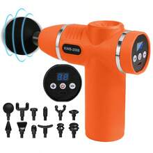 1pc Rechargable Portable Handheld Fascial Gun, 12 Pcs Replacement Heads, Percussion Deep Tissues Muscle Massagerwith 8 Speeds, Travel Massage Gun, Portable Handheld Massager, Compact Sports Massager For Office Gifts For Him, Home, Athletes, A Good Gift For Thanksgiving And Christmas