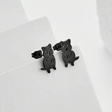 1 对小狗耳环，狗系列不锈钢可爱小狗耳环，宠物动物首饰，女士节日礼物 - GED915 - 查看 2