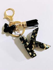 1 pieza Llavero de resina con forma de corazón con borla en color beige, accesorio creativo de estilo lindo como regalo para amigos, madre, padre, graduación y maestros - Negro - Ver 9