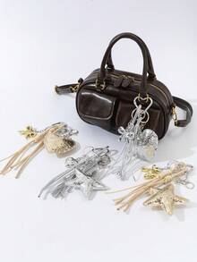 Metallic Leather Star & Heart Shaped Bag Charm, Bag Accessory